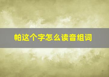 帕这个字怎么读音组词