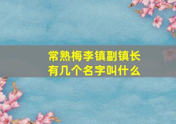 常熟梅李镇副镇长有几个名字叫什么