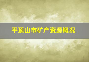 平顶山市矿产资源概况