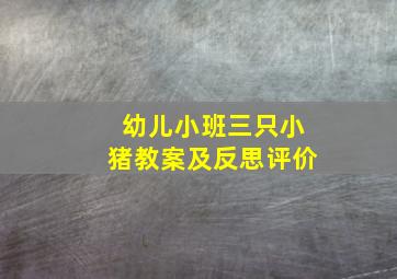 幼儿小班三只小猪教案及反思评价