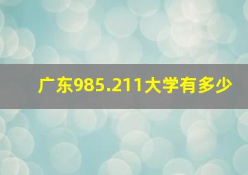 广东985.211大学有多少