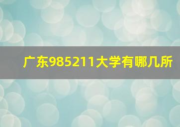 广东985211大学有哪几所