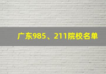 广东985、211院校名单