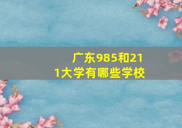 广东985和211大学有哪些学校