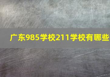 广东985学校211学校有哪些