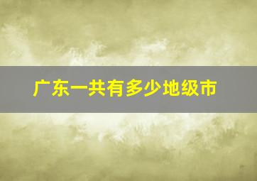 广东一共有多少地级市