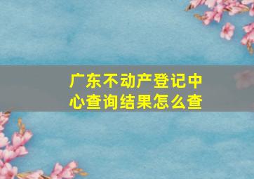 广东不动产登记中心查询结果怎么查