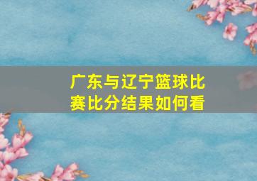 广东与辽宁篮球比赛比分结果如何看