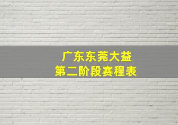 广东东莞大益第二阶段赛程表