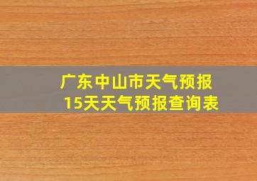 广东中山市天气预报15天天气预报查询表