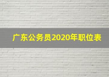 广东公务员2020年职位表