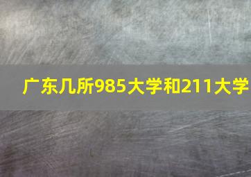 广东几所985大学和211大学