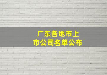 广东各地市上市公司名单公布