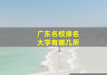 广东名校排名大学有哪几所