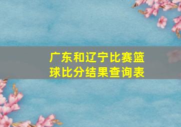 广东和辽宁比赛篮球比分结果查询表