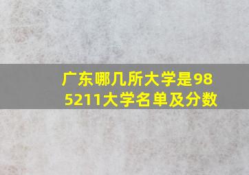 广东哪几所大学是985211大学名单及分数