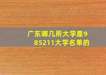 广东哪几所大学是985211大学名单的