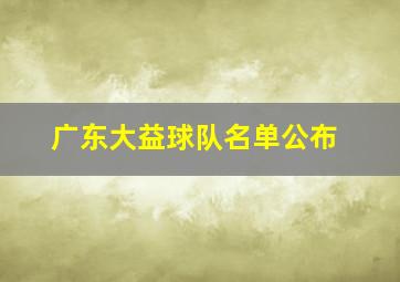 广东大益球队名单公布