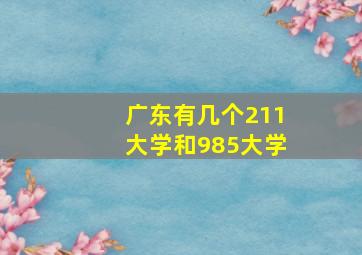 广东有几个211大学和985大学