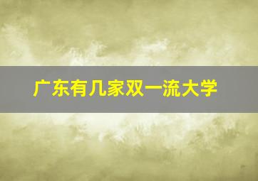 广东有几家双一流大学