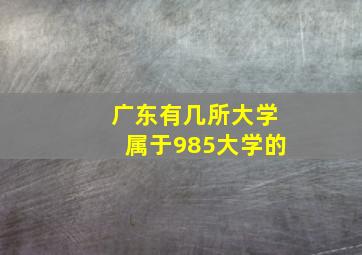 广东有几所大学属于985大学的