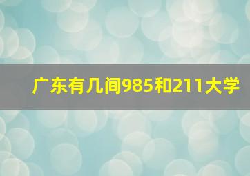 广东有几间985和211大学