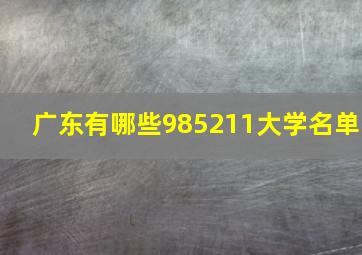 广东有哪些985211大学名单