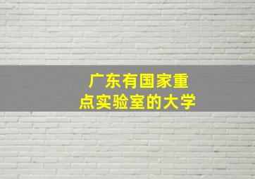 广东有国家重点实验室的大学