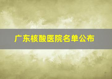 广东核酸医院名单公布