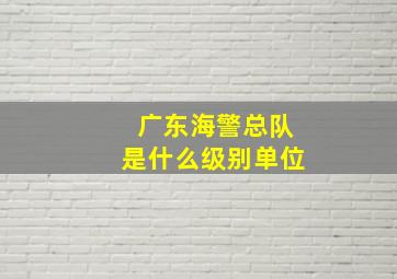 广东海警总队是什么级别单位