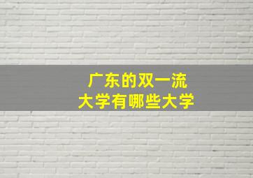 广东的双一流大学有哪些大学