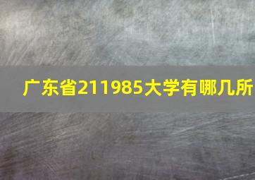 广东省211985大学有哪几所