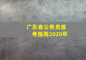 广东省公务员报考指南2020年