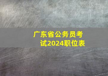 广东省公务员考试2024职位表