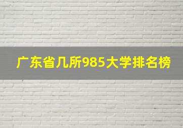 广东省几所985大学排名榜