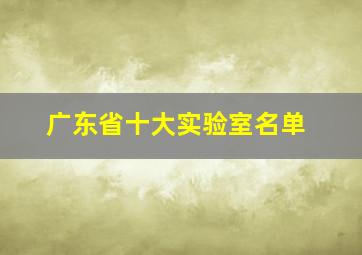 广东省十大实验室名单