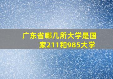 广东省哪几所大学是国家211和985大学