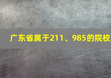 广东省属于211、985的院校