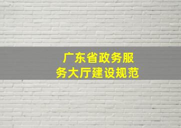 广东省政务服务大厅建设规范