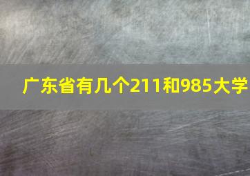 广东省有几个211和985大学