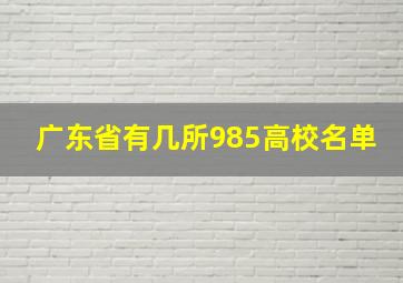 广东省有几所985高校名单