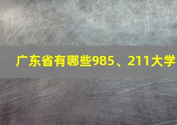 广东省有哪些985、211大学