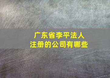 广东省李平法人注册的公司有哪些