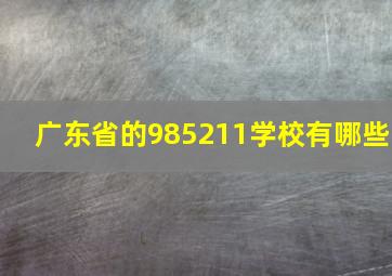 广东省的985211学校有哪些