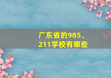 广东省的985、211学校有哪些