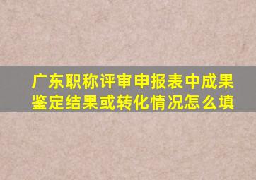 广东职称评审申报表中成果鉴定结果或转化情况怎么填