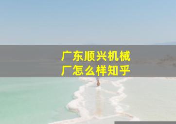 广东顺兴机械厂怎么样知乎