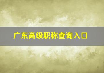 广东高级职称查询入口