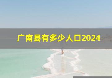 广南县有多少人口2024