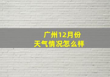 广州12月份天气情况怎么样